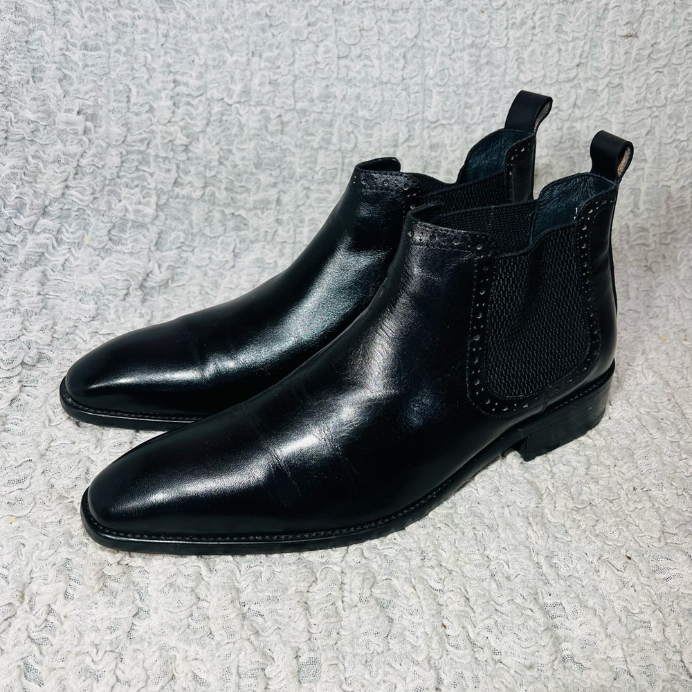 Maison Forte Men’s 8.5 Black Leather Ankle Chelsea Chukka Boots